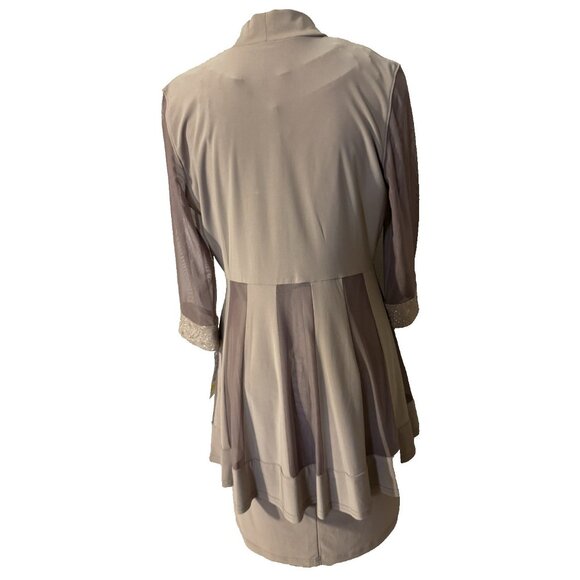 R & M RICHARDS PM Taupe Brown Jacket Dress Shimmer Wedding Party Cruise NEW - Picture 6 of 16